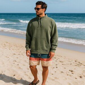 OAKLEY Pullover Sweatshirt Large Olive Green Baggy 100% Cotton